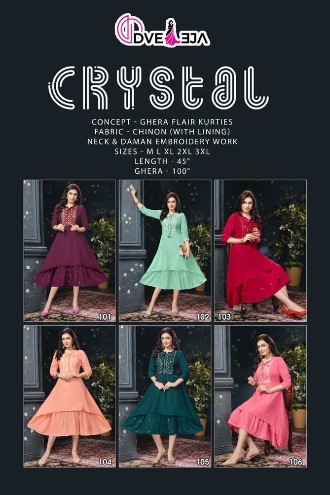 Dveeja Crystal Vol 1 Ethnic Wear Wholesale Embroidery Kurtis
